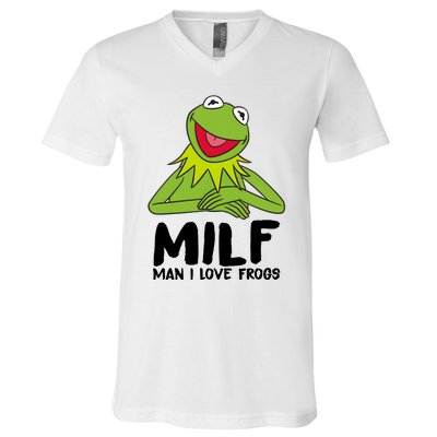 Milf Man I Love Frogs V-Neck T-Shirt