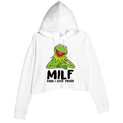 Milf Man I Love Frogs Crop Fleece Hoodie