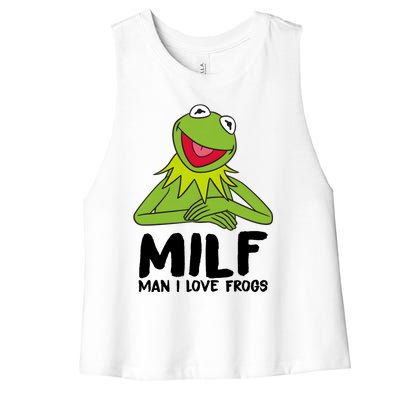 Milf Man I Love Frogs Women's Racerback Cropped Tank