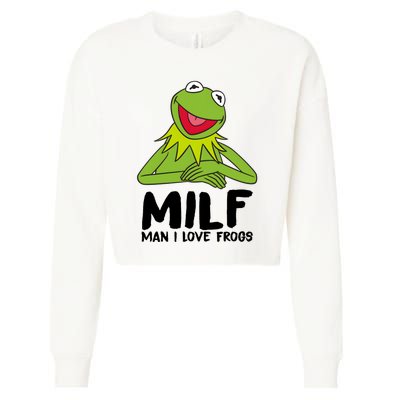 Milf Man I Love Frogs Cropped Pullover Crew