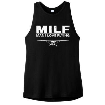 Milf Man I Love Flying Ladies PosiCharge Tri-Blend Wicking Tank