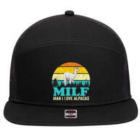 Milf Man I Love Alpacas Cute Lama Funny Alpaca 7 Panel Mesh Trucker Snapback Hat