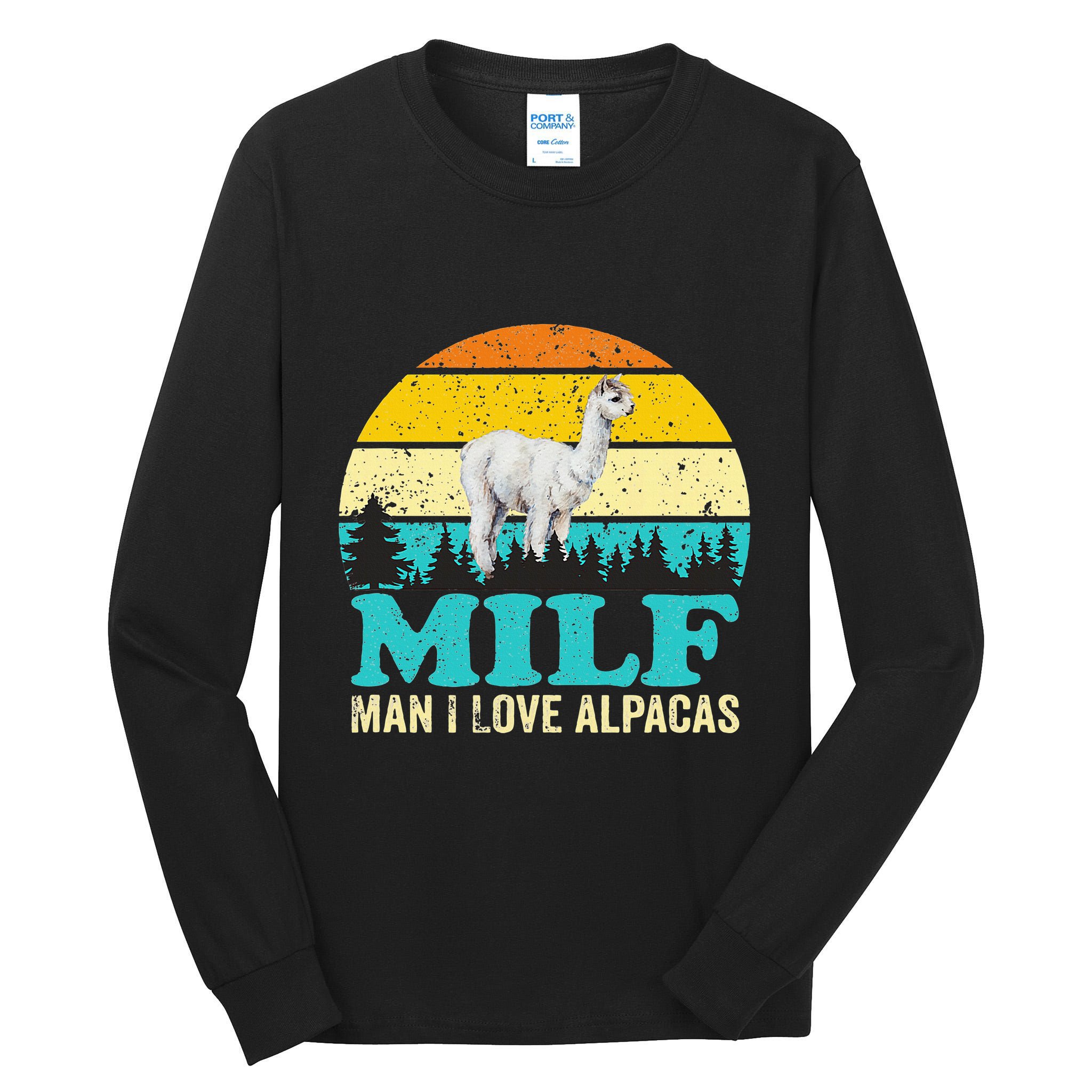 Milf Man I Love Alpacas Cute Lama Funny Alpaca Tall Long Sleeve T-Shirt