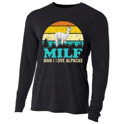 Milf Man I Love Alpacas Cute Lama Funny Alpaca Cooling Performance Long Sleeve Crew