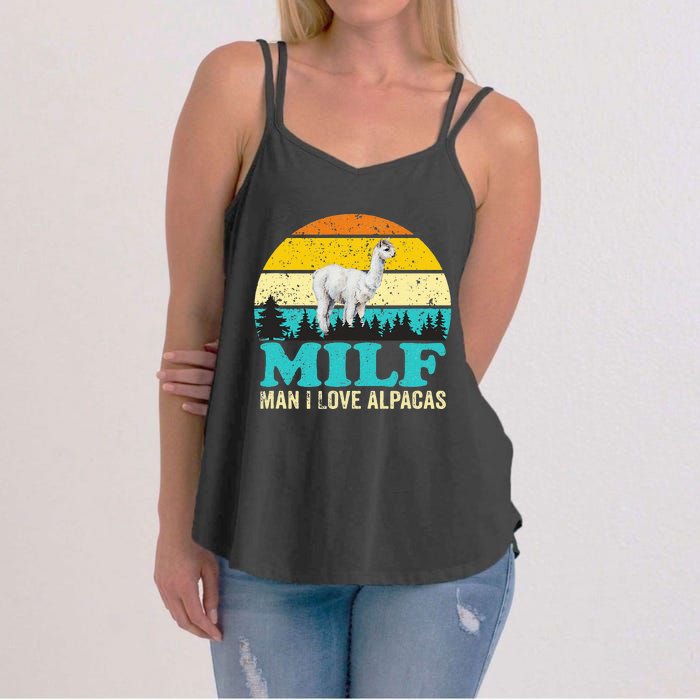 Milf Man I Love Alpacas Cute Lama Funny Alpaca Women's Strappy Tank