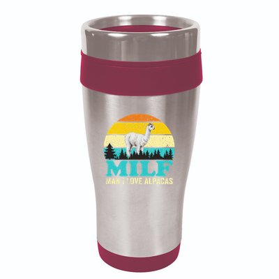 Milf Man I Love Alpacas Cute Lama Funny Alpaca 16oz Travel Tumbler