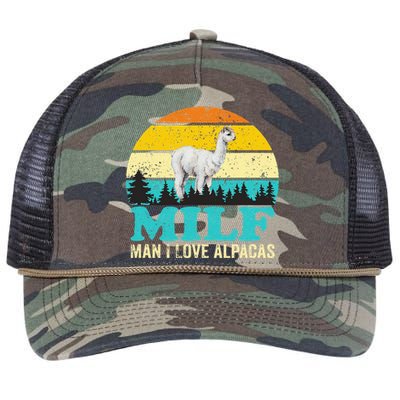 Milf Man I Love Alpacas Cute Lama Funny Alpaca Retro Rope Trucker Hat Cap