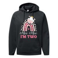 Moo Moo Im Two Birthday Outfit 2nd Bday Performance Fleece Hoodie