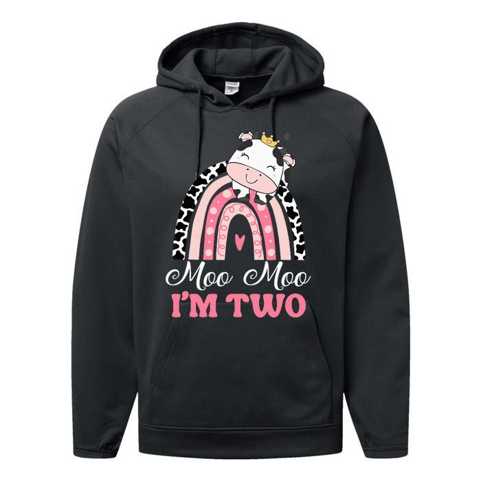 Moo Moo Im Two Birthday Outfit 2nd Bday Performance Fleece Hoodie