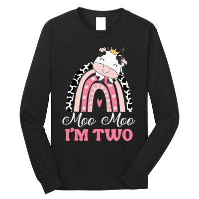 Moo Moo Im Two Birthday Outfit 2nd Bday Long Sleeve Shirt