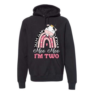 Moo Moo Im Two Birthday Outfit 2nd Bday Premium Hoodie