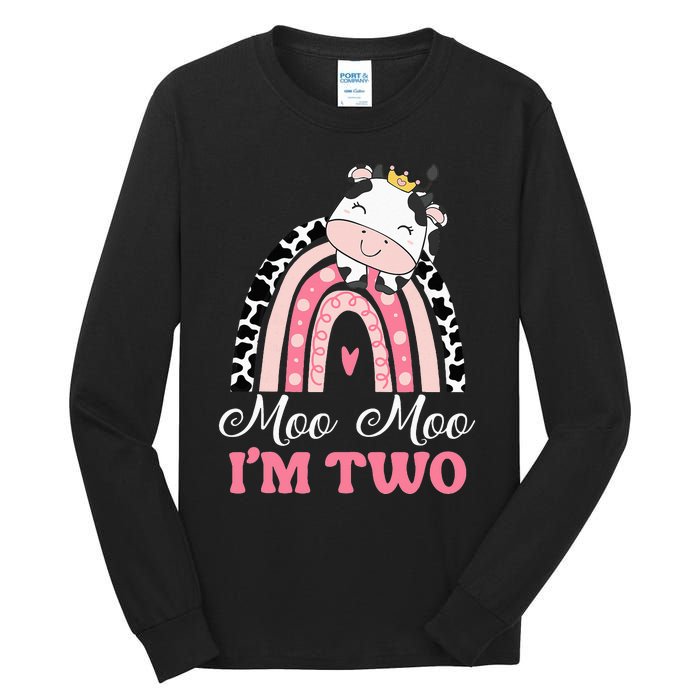 Moo Moo Im Two Birthday Outfit 2nd Bday Tall Long Sleeve T-Shirt