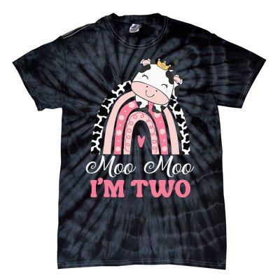 Moo Moo Im Two Birthday Outfit 2nd Bday Tie-Dye T-Shirt