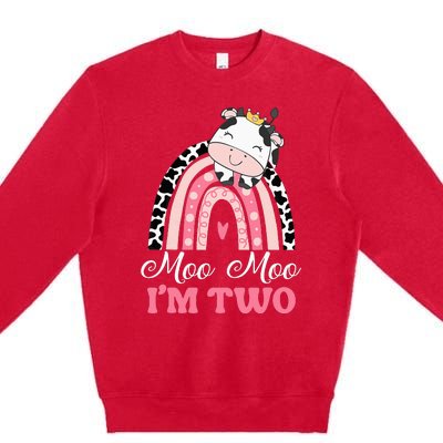 Moo Moo Im Two Birthday Outfit 2nd Bday Premium Crewneck Sweatshirt