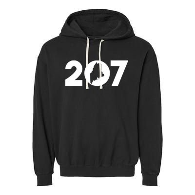 Maine Map Inside The 207 Area Code Maine Me Pride Garment-Dyed Fleece Hoodie