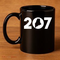 Maine Map Inside The 207 Area Code Maine Me Pride 11oz C Handle Ceramic Mug