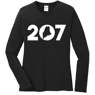 Maine Map Inside The 207 Area Code Maine Me Pride Ladies Long Sleeve Shirt