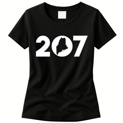 Maine Map Inside The 207 Area Code Maine Me Pride Womens T-Shirt