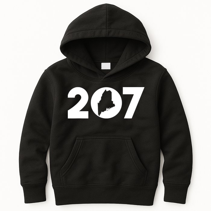 Maine Map Inside The 207 Area Code Maine Me Pride Kids Hoodie