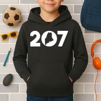 Maine Map Inside The 207 Area Code Maine Me Pride Kids Hoodie
