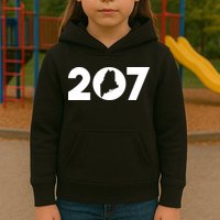 Maine Map Inside The 207 Area Code Maine Me Pride Kids Hoodie