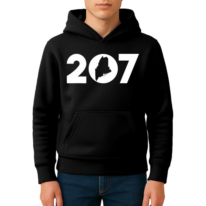 Maine Map Inside The 207 Area Code Maine Me Pride Kids Hoodie