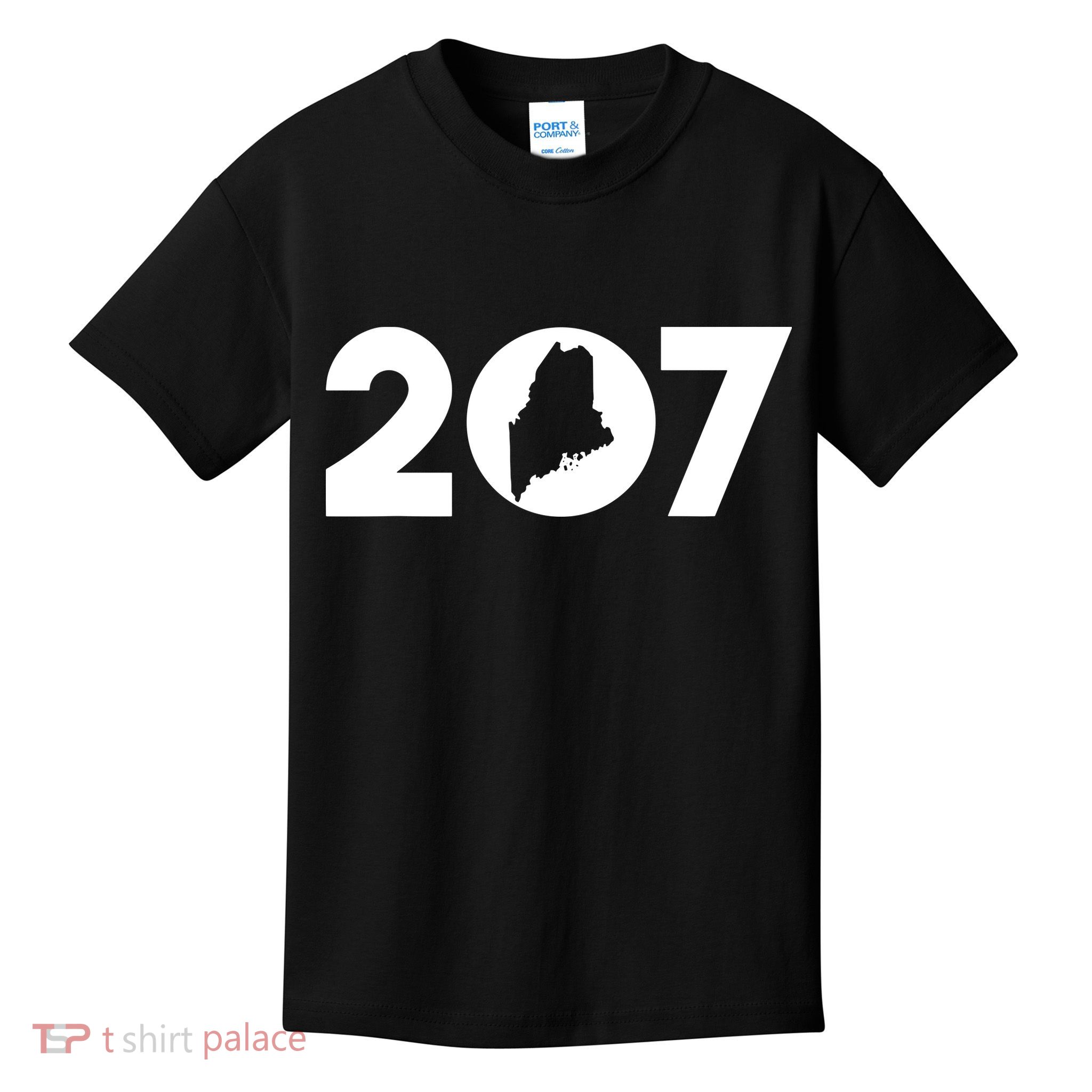 Maine Map Inside The 207 Area Code Maine Me Pride Kids T-Shirt