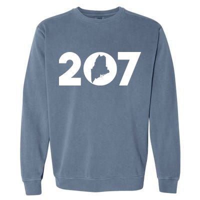 Maine Map Inside The 207 Area Code Maine Me Pride Garment-Dyed Sweatshirt