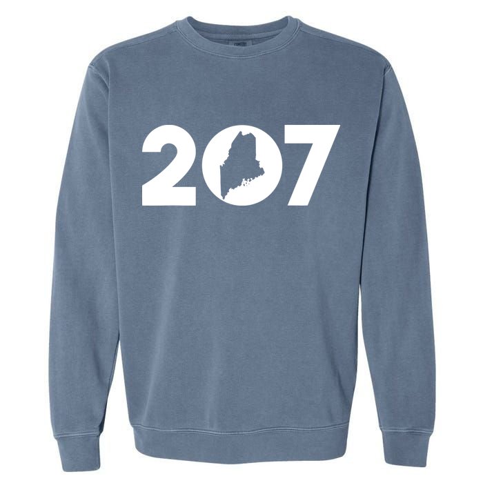 Maine Map Inside The 207 Area Code Maine Me Pride Garment-Dyed Sweatshirt