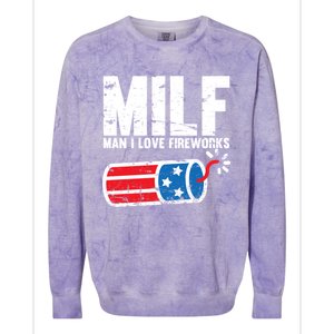 MILF Man I Love Fireworks 4th Of July Funny Fourth Of July Colorblast Crewneck Sweatshirt