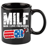 MILF Man I Love Fireworks 4th Of July Funny Fourth Of July 11oz C Handle Ceramic Mug