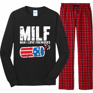 MILF Man I Love Fireworks 4th Of July Funny Fourth Of July Long Sleeve Pajama Set