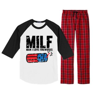 MILF Man I Love Fireworks 4th Of July Funny Fourth Of July Raglan Sleeve Pajama Set