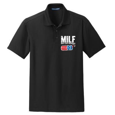 MILF Man I Love Fireworks 4th Of July Funny Fourth Of July Dry Zone Grid Polo
