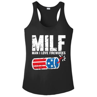 MILF Man I Love Fireworks 4th Of July Funny Fourth Of July Ladies PosiCharge Competitor Racerback Tank