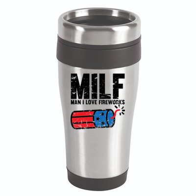 MILF Man I Love Fireworks 4th Of July Funny Fourth Of July 16oz Travel Tumbler