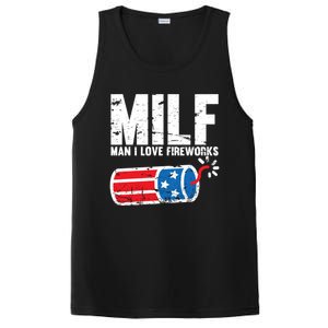 MILF Man I Love Fireworks 4th Of July Funny Fourth Of July PosiCharge Competitor Tank