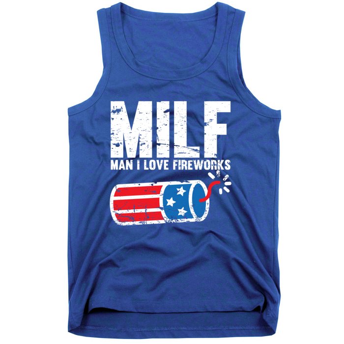 MILF Man I Love Fireworks 4th Of July Funny Fourth Of July Tank Top