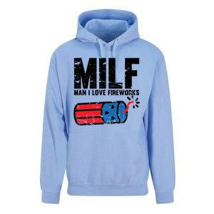 MILF Man I Love Fireworks 4th Of July Funny Fourth Of July Unisex Surf Hoodie