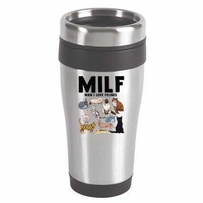 MILF Man I Love Felines Funny Cat Vintage 16oz Travel Tumbler