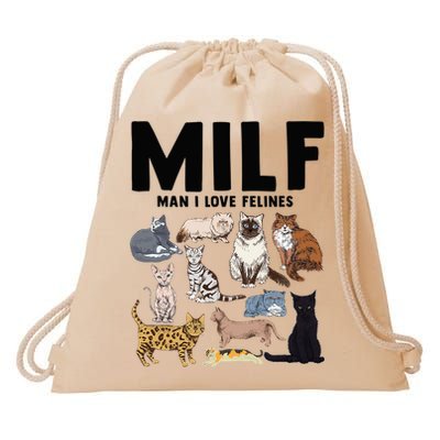 MILF Man I Love Felines Funny Cat Vintage Drawstring Bag