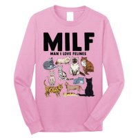 MILF Man I Love Felines Funny Cat Vintage Long Sleeve Shirt