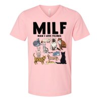 MILF Man I Love Felines Funny Cat Vintage V-Neck T-Shirt