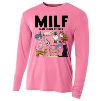 MILF Man I Love Felines Funny Cat Vintage Cooling Performance Long Sleeve Crew