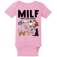 MILF Man I Love Felines Funny Cat Vintage Baby Bodysuit