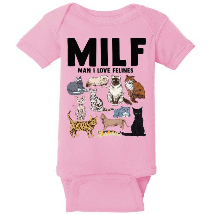 MILF Man I Love Felines Funny Cat Vintage Baby Bodysuit
