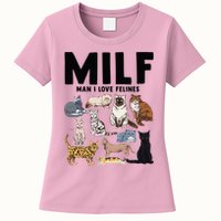 MILF Man I Love Felines Funny Cat Vintage Womens T-Shirt