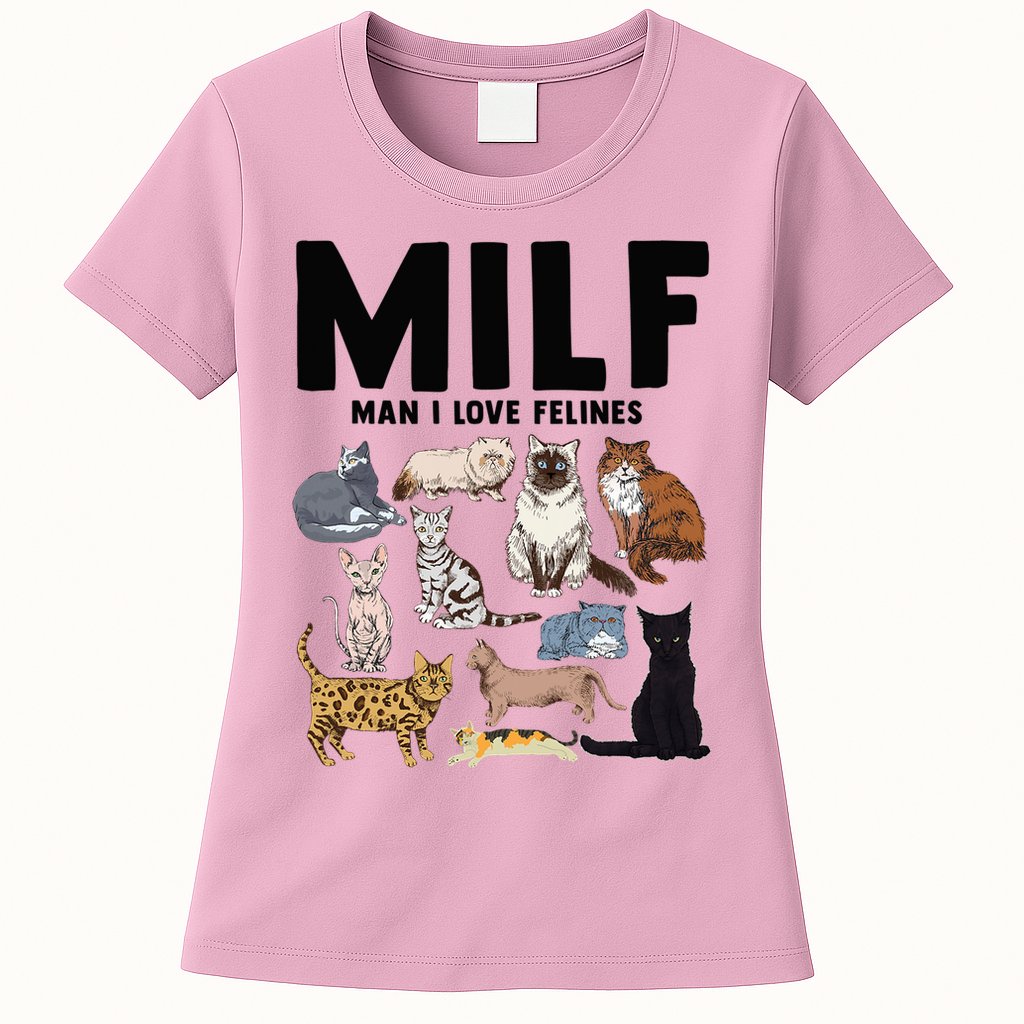 MILF Man I Love Felines Funny Cat Vintage Womens T-Shirt