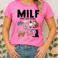 MILF Man I Love Felines Funny Cat Vintage Womens T-Shirt