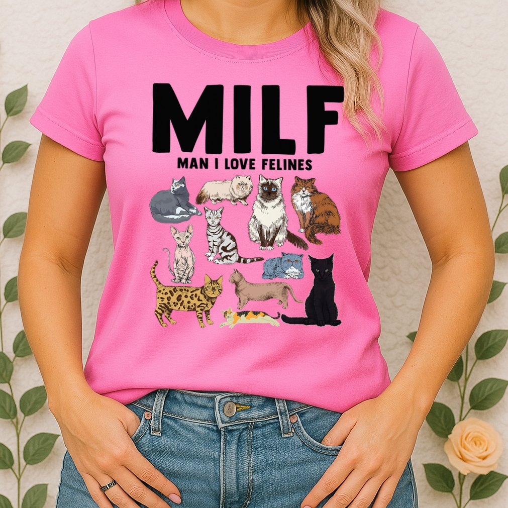 MILF Man I Love Felines Funny Cat Vintage Womens T-Shirt